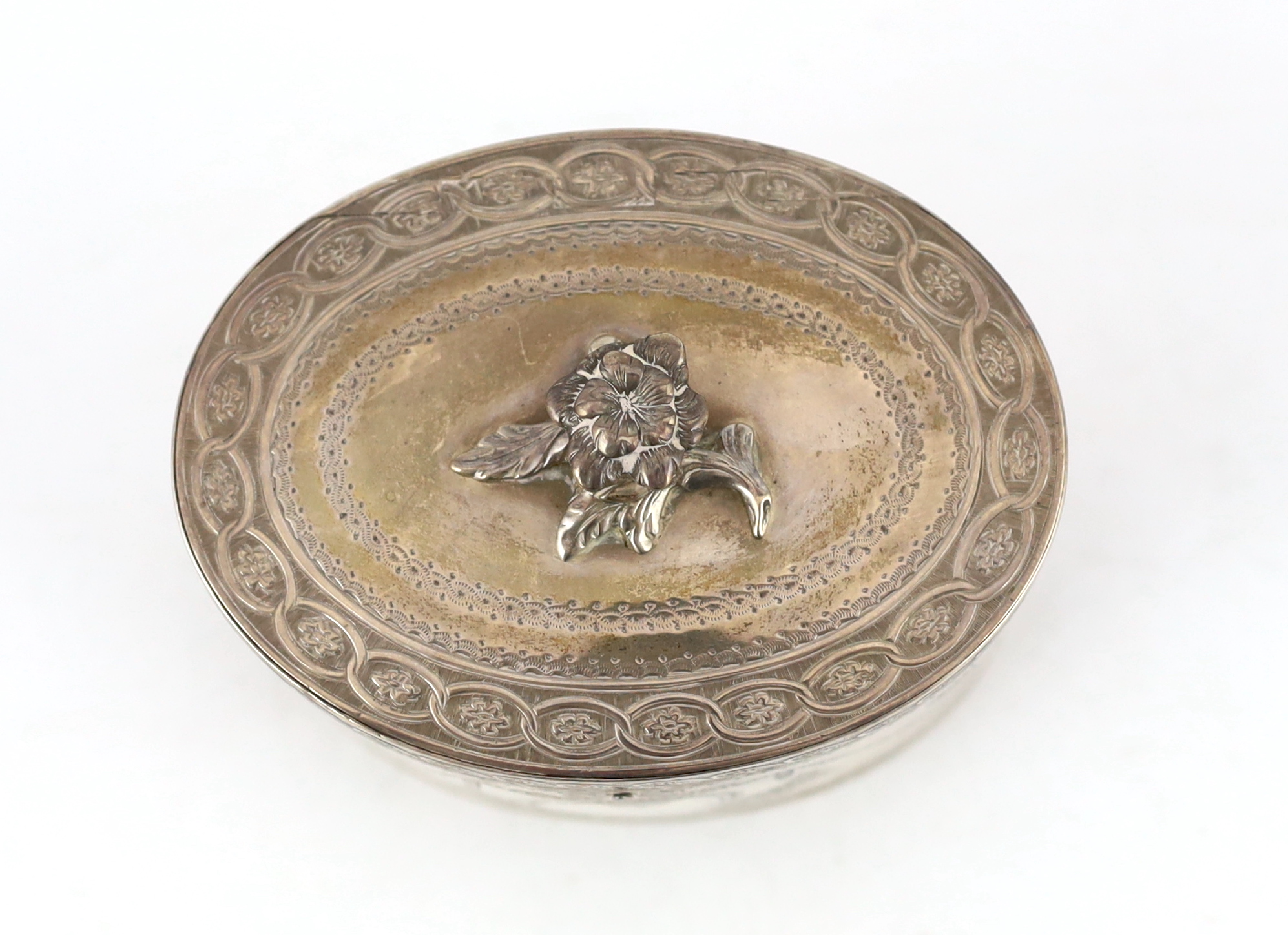 A George III engraved silver ova tea caddy, by Thomas Daniell